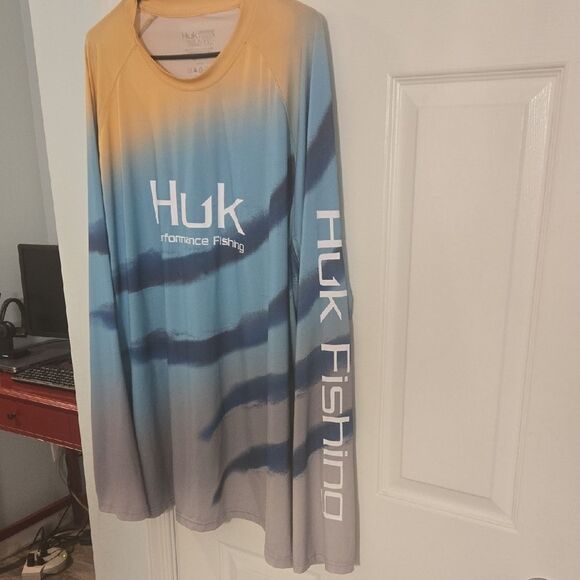 Huk Gradient Long Sleeve Shirt in Blue and Orange - Picture 3 of 6